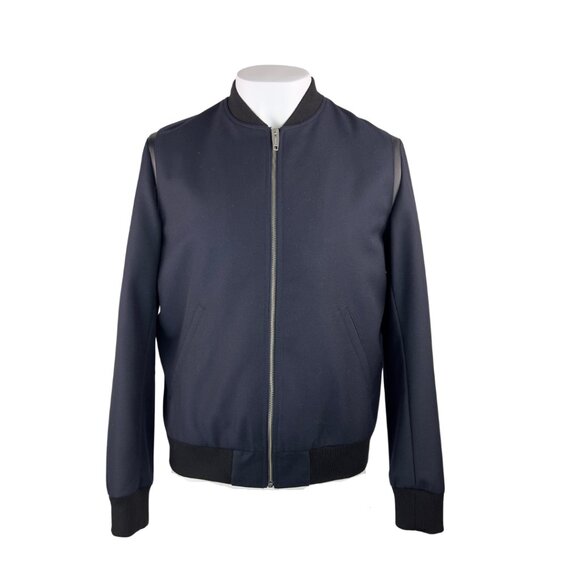 Kooples Navy Bomber with Leather Details - Picture 1 of 2